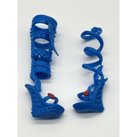 Monster High Doll Jane Boolittle Blue Gladiator Style Snake Wedges Shoes - Picture 2 of 3